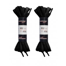 Шнурки черные 120 см, плоские, без пропитки, ширина 8мм, две пары, Tarrago